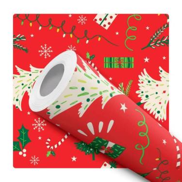 Imagem de Papel de Parede Adesivo Árvore Natal Vermelho Presente Moderno Quarto 