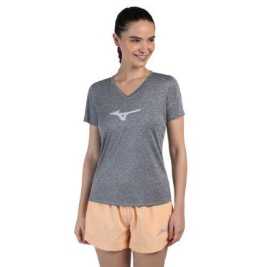 Imagem de Camiseta de Corrida Feminina Mizuno Big Logo, Cinza, P