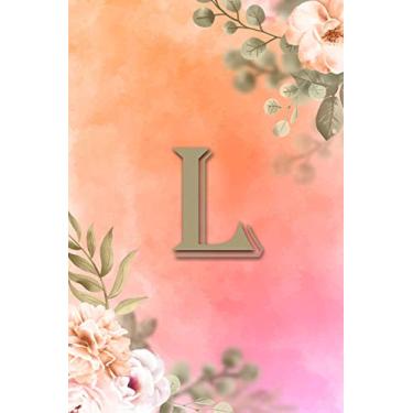 Imagem de L: Initial L Notebook for Womens and Girls, Pink Green Flower 6 x 9 120 pages