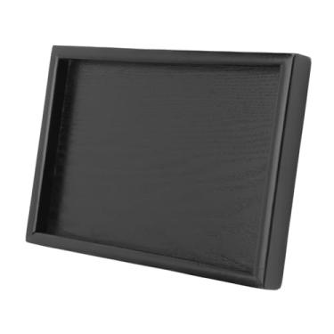 Imagem de Bandeja de Madeira Sólida para Servir Lanche, chá, café, Restaurante, Moderno, Elegante, Fácil de Segurar, para Casa, Hotel, Restaurante, Retângulo Preto (22 * 15)