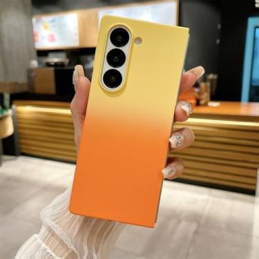 Imagem de Capa de telefone ultrafina fosca gradiente para PC para Samsung Z Fold 6 5 4 5G Fold6 ZFold6 Skin Feel Frosted Shockproof Protection Cover, amarelo laranja, para Galaxy Z Fold 5