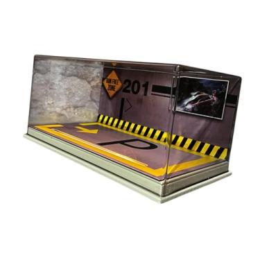 Imagem de Dynwave Caixa de exibição de carro modelo fundido em escala 1/24, proteção de cena de estacionamento com LED, vitrine de garagem de carro para presentes de, Leitoso