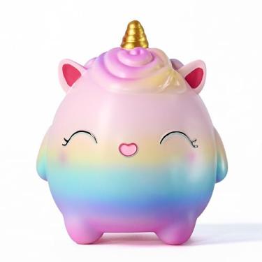 Imagem de EVTHSU Cofrinho para meninas, lindo cofrinho para crianças pequenas, caixas de moedas de resina inquebrável, recipiente de dinheiro decorativo personalizado para aniversário, Natal, Ano Novo