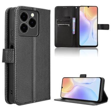 Imagem de Elubugod Capa de couro compatível com Meizu Note 21, capa flip de couro PU compatível com Ulefone Note 20 Pro capa preta