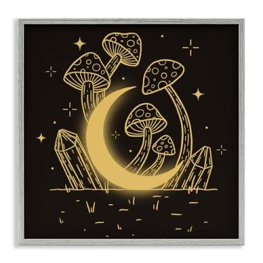 Imagem de Stupell Industries Moon In The Shroom Framed Giclee Wall Art Design por Ahmed Sameh Hussein, moldura cinza, 30,5 x 30,5 cm