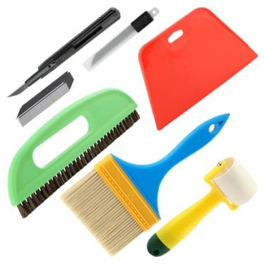 Imagem de LOQJSS Kit de ferramentas de alisamento de papel de parede, conjunto de 15 ferramentas mais suaves, pincel de alisamento de papel de parede, rolo de costura de rodo de papel de parede, ferramentas de