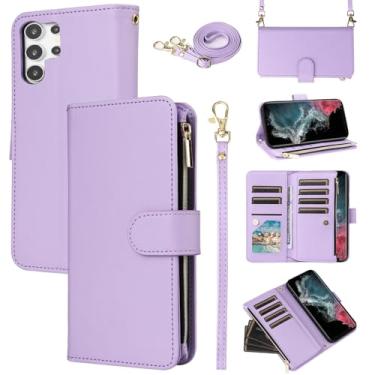 Imagem de Furill Capa carteira para Samsung Galaxy S25 Ultra 5G com alça de pulso alça de ombro transversal com zíper bolsa flip porta-cartões com suporte protetor para celular S25Ultra 25S S 245 25Ultra