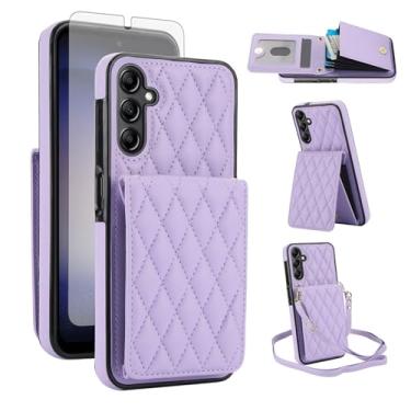 Imagem de Capa de celular para Samsung Galaxy S25 Plus S25+ 5G Capa carteira com protetor de tela, compartimento para cartão de crédito, alça transversal com suporte para bloqueio de RFID, S25plus 25S + S 25,