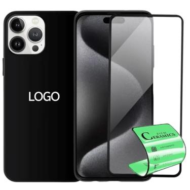 Imagem de Kit Película Premium 9D Cerâmica e Capa Capinha VELUDO preta Compatível Com iPhone 15 Pro