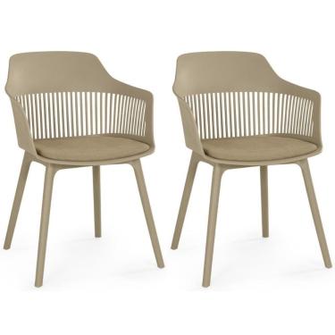 Imagem de Kit 2 Cadeiras De Jantar Estofada Marcela - Nude Escuro