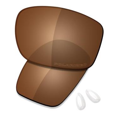 Imagem de SAUCER Lentes de reposição premium e protetores de nariz para óculos de sol Oakley Conquest OO4101 High Defense - marrom âmbar polarizado