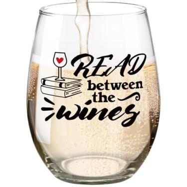 Imagem de Fatbaby Presentes para amantes de livros, taça de vinho, presentes engraçados para entusiastas de leitura, presentes de aniversário de Ação de Graças de Natal para leitor leitor ávido, Read Between