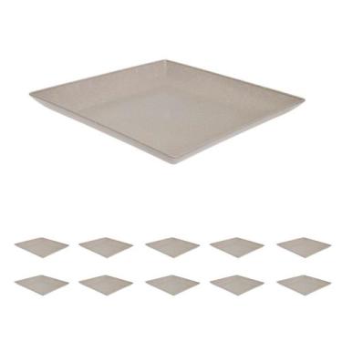 Imagem de 10un Petisqueira prato quadrado 24x24cm ecológico cinza - evo