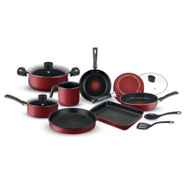 Imagem de Jogo de Panelas Antiaderentes Rochedo Limpa Fácil Vermelho com 10 peças