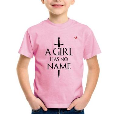 Imagem de Camiseta Infantil A girl has no name - Foca na Moda, Rosa bebê, 14