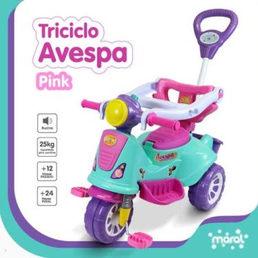 Imagem de Triciclo Motoca Carrinho Passeio Criança Empurrador Niño - Maral, Pink