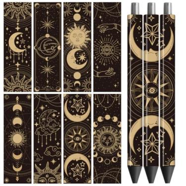 Imagem de Peacoblue Adesivo de transferência UV DTF para caneta Adivinhação Lua e Estrela - 48 peças à prova d'água Impressão HD UV DTF Caneta Decalques Adesivos para Caneta Lápis Personalizada DIY Artesanato