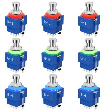 Imagem de DAIERTEK Interruptor De Pedal De Guitarra Iluminado 3Pdt 9 Pinos De Travamento Stomp Footswitch Solda Lugs Com Luz Multicolorida - 9 Peças