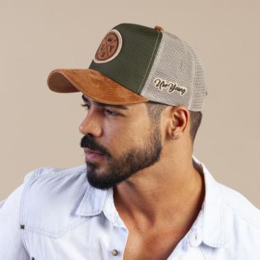 Imagem de Boné Trucker Aba Camurça Masculino Country Estilo Cowboy Peão - Pampas