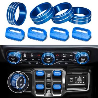 Imagem de 8 peças de capa de botão de metal para Wrangler JL JLU 2018-2024 2025 e Gladiator JT 2020-2025 acessórios, capa de botão de interruptor de janela volume rádio ar condicionado farol interruptor botão