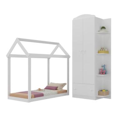 Imagem de Quarto Infantil com Cama Montessoriana e Guarda-roupas João e Maria Multimóveis Mx4271 Branco