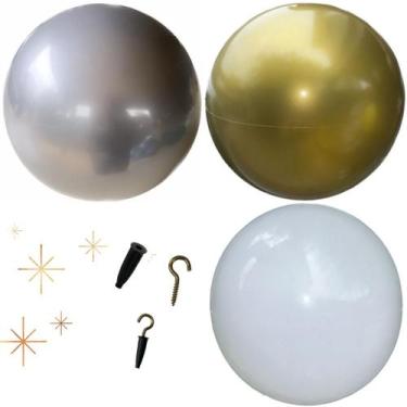 Imagem de 12 Bolas Vinil Decoração De Ano Novo 23cm com Pino De Pendurar - Centr