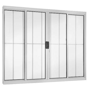 Imagem de Janela Vitro 4 Folhas 1,20x1,50 Alumínio Branco C/g - Allo esquadrias 