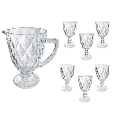 Imagem de Jogo De 6 Taças 330Ml Com Jarra De Vidro 1,2 Litros
