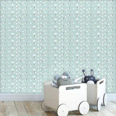 Imagem de Papel De Parede Kids Cegonha Bebê