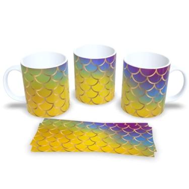 Imagem de Caneca Branca de Porcelana Personalizada Escamas de Sereias 2 (Mod.36)