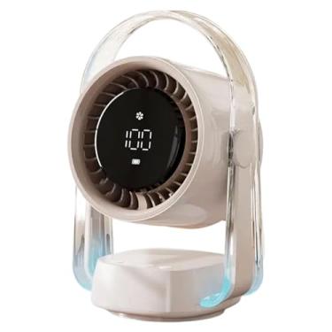 Imagem de WeiLaiKeQi Fan do ventilador de resfriamento Fã de 100 engrenagens com luz, mesa ou suspenso, timer silencioso de alta velocidade recarregável para o dormitório, Bege