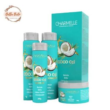 Imagem de Kit nutritivo coco oil c/ 4 itens para nutrição intensa, cabelos sem f
