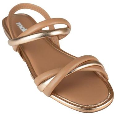 Imagem de Sandália Feminina Moleca Rasteira Tiras Trançadas Nude 39