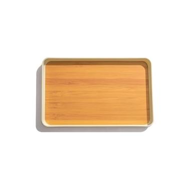 Imagem de Bandeja de serviço Bandeja dim sum doméstica retangular, prato de jantar comercial, imitação de grão de madeira, prato de churrasco, festa, bolo, bandeja de suco Bandeja decorativa