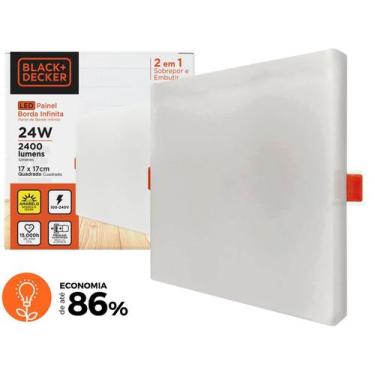 Imagem de Painel Led 24w Quadrado Sobrepor/embutir Super Led Luz Forte - Black A