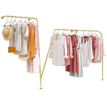 Imagem de CUTPOIY Rack de roupas de tubo industrial montado na parede, rack de exibição de roupas de varejo vintage, suporte de roupas comerciais de metal para pendurar roupas, lavanderia R (B 2,5 m)