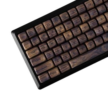 Imagem de YMDK Wood PBT Keycaps MOA Profile 130 Teclas Dye Sub Top Print Walnut Pattern Conjunto de teclas personalizadas para teclado mecânico MX 61/64/68/84/87/100/104/108% Layout