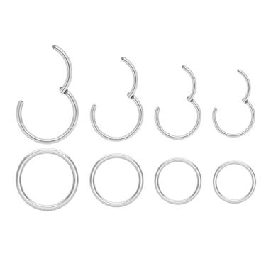 Imagem de DGhera 8 peças de aço cirúrgico 316L articulado segmento clicker piercing piercing joia [16G/18G/20G] – Argola Helix cartilagem Daith Tragus Sleeper brincos para mulheres homens (prata 18G (1,0 mm) e