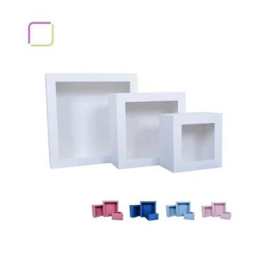 Imagem de Kit Trio De Nicho Quadrado P M G Pintado Cor Branca Decorativo - Boxfa