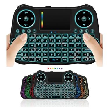 Imagem de Mini teclado sem fio controle remoto touchpad mouse combo controlador com retroiluminação RGB para Android TV Box Smart TV com sistema operacional + USB PC computador laptop janela OS HTPC Home