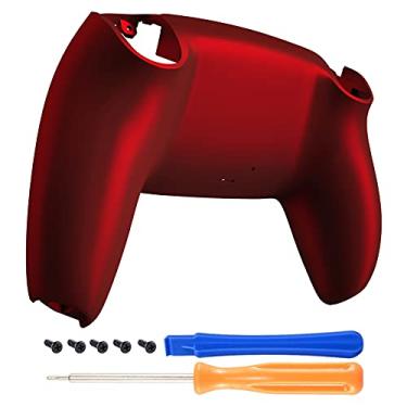 Imagem de eXtremeRate Carcaça Inferior Scarlet Red Soft Touch Grip para Controle DualSense 5, Capa Traseira Personalizada para PS5