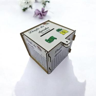Imagem de Cofre Desafio 30 Mil Guardar Junte Dinheiro Woodbox Branco - Indústria