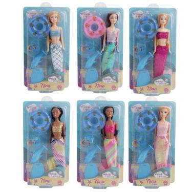 Imagem de Boneca Sereia Com Acessórios De Piscina Infantil Tipo Barbie - Toys & 