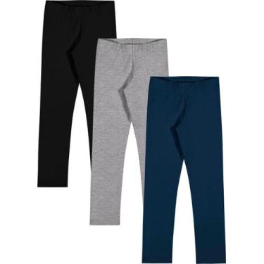 Imagem de Kit 3 Legging Infantil Reforçada Básica Tradicional Feminina Dia a Dia