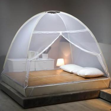 Imagem de Mosquiteiro Tenda Cama King Dobrável Pratico e portátil 1.5cm*2.0cm 1.8cmX2.0cmAdequado para crianças e outras pessoas que são sensíveis a picadas de mosquito(BRANCA 180CM)