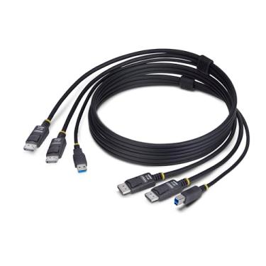 Imagem de StarTech.com Cabo duplo DisplayPort e USB 5Gbps KVM, 4K 60Hz, DP e cabo combo USB para switch KVM
