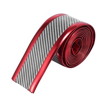 Imagem de X AUTOHAUX Protetor universal de porta de 7 cm x 2,5 metros, protetor de borda para porta-malas, antiarranhões, adesivo de proteção contra arranhões, fita de policarbonato para carro, padrão de fibra de carbono, vermelho