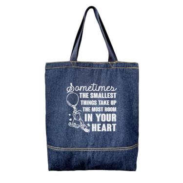 Imagem de Bolsa jeans, bolsas jeans para mulheres, bolsas de ombro hobo casuais, bolsa estética retrô, bolsa de ombro feminina, às vezes as menores coisas ocupam mais espaço em sua lágrima, Cor:, Medium