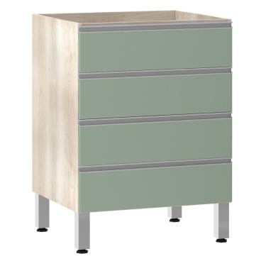 Imagem de Balcão Sem Tampo Gaveteiro 60cm Lis Legno Crem e Verde Jade