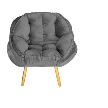 Imagem de Poltrona Decorativa Flórida Em Tecido Suede Pés Madeira